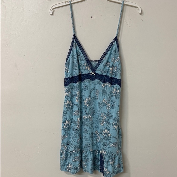 Angel Dear Blue Floral Chemise with Navy Lace - Picture 1 of 2